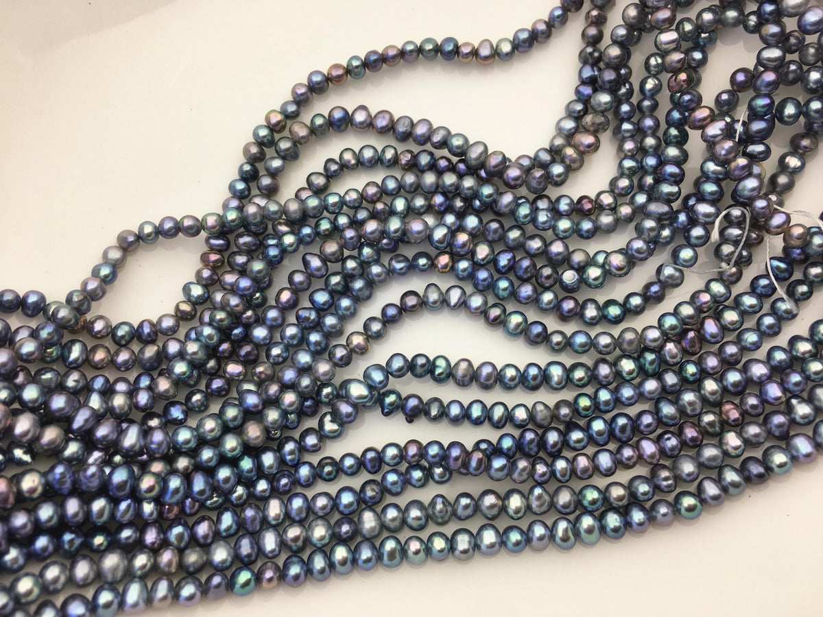 AA+ 4-4.5mm blue black potato pearls,seed freshwater pearl,CR4-2A-20