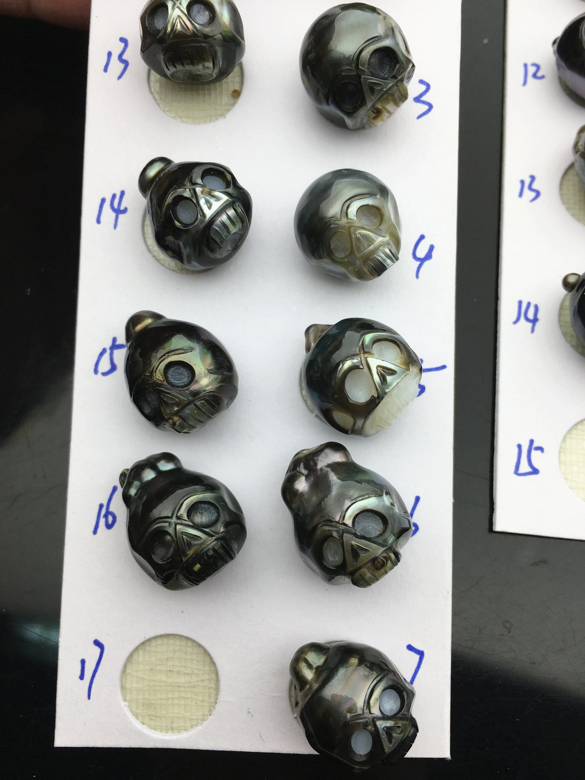 1pc 12-14mm Big Tahitian HandMade Carved Skull Sea Pearl Beads For necklace pendant earrings, Natural Color, Diy pearl, CAC-SKU-015-1
