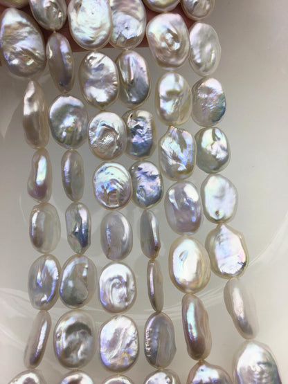 AA+ 14-17mm natural white overtone ellipse coin freshwater pearls,diy bead,flat block pearl bead,ZS-103-26
