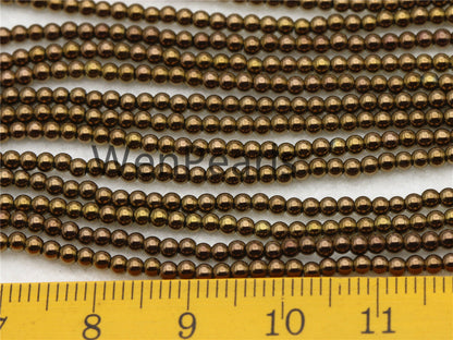 Hematite Brown,2mm Smooth Round beads, 2mm Bronze beads,AAA,180 beads,15.5 inches,G50-R2-006