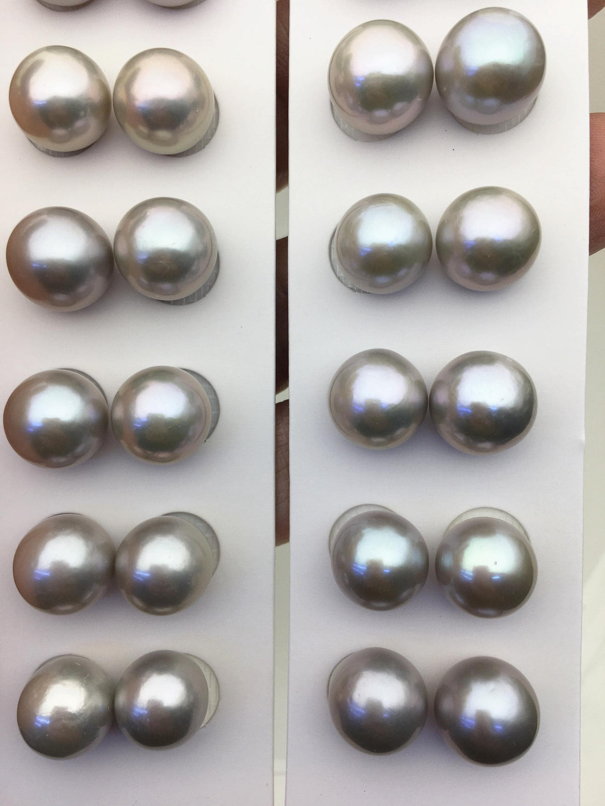2 pairs AAA 11-12mm gray round freshwater pearl pair,half hole,RP11-3A-7