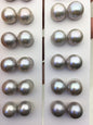 2 pairs AAA 11-12mm gray round freshwater pearl pair,half hole,RP11-3A-7