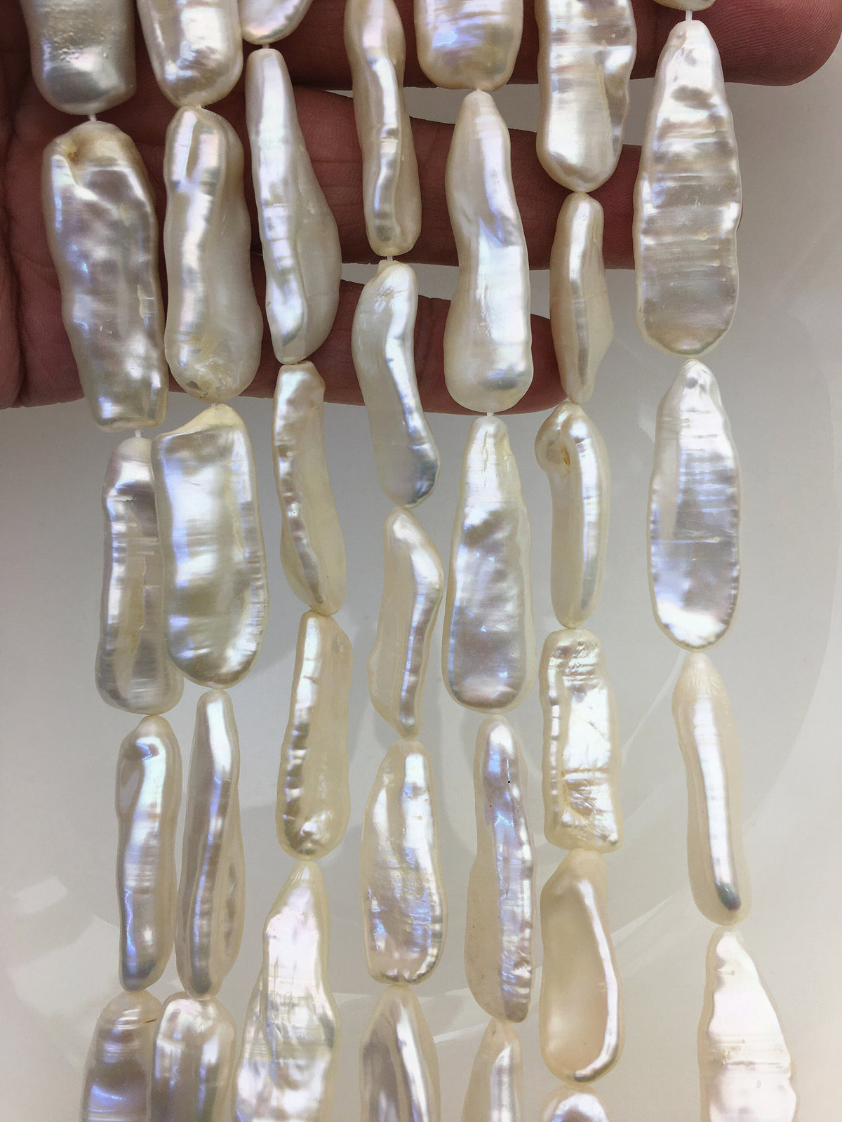 AA+ 12-14mm White long baroque Freshwater Pearl,ZS-119-43