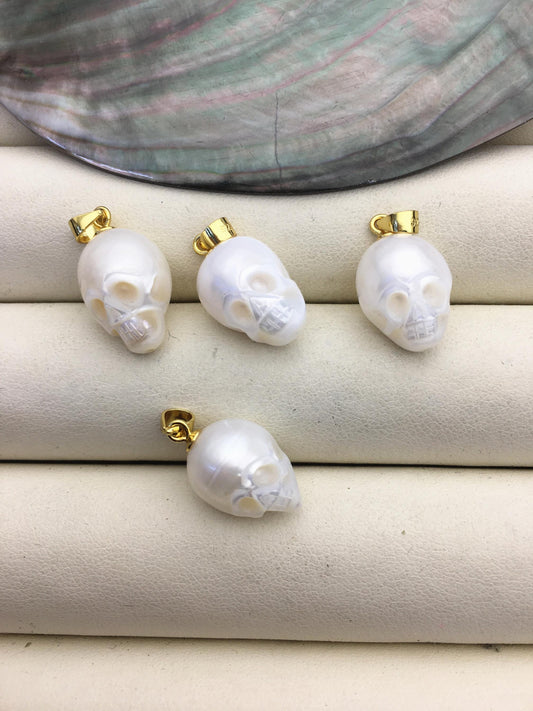 1pc AAA 9-11mm White HandMade Carved Skull Freshwater Pearl Beads For necklace pendant earrings,DIY pearl,NC1-010