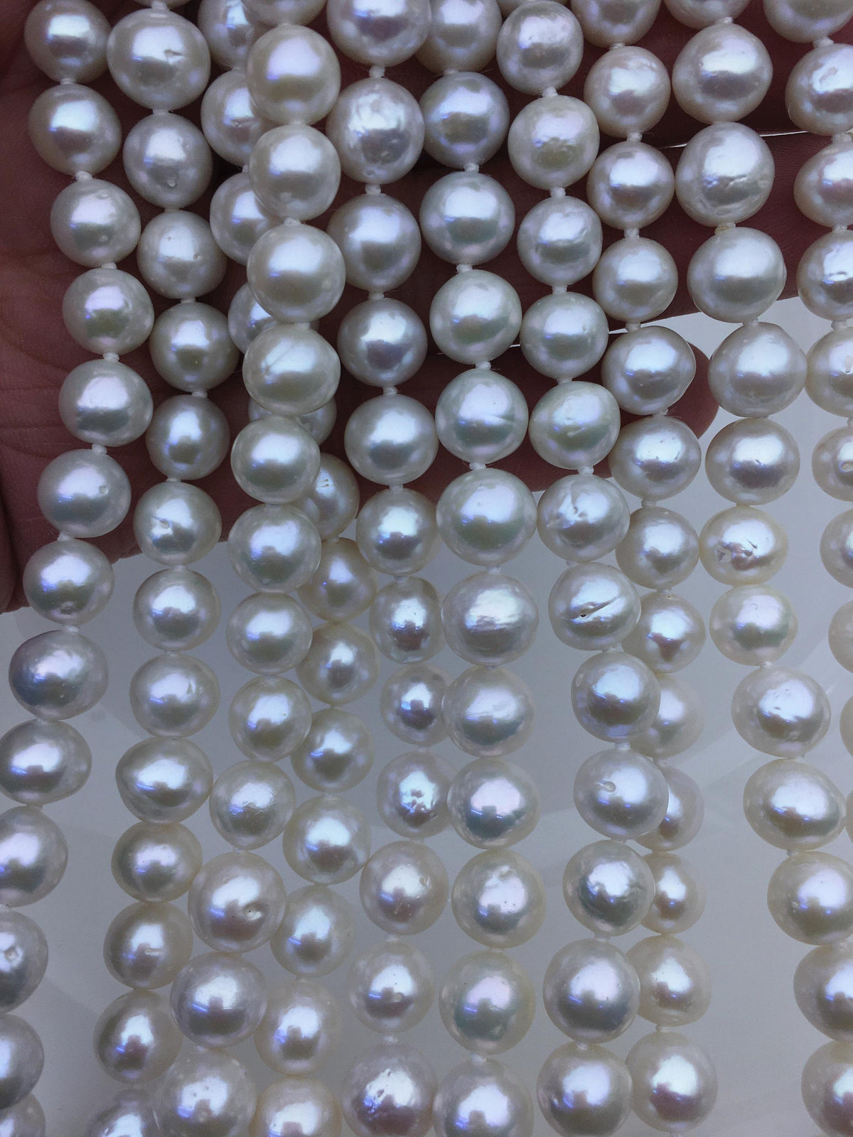 17.5'' AA+ 8-10mm white baroque near round edison freshwater Pearl necklace,genuine Natural Pearl Necklace,NPN1-T30-13