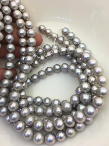 AA+ 10-12mm gray round freshwater pearls, loose pearl beads, round pearl string, pearl necklace DIY jewelry material, RP11-3A-12