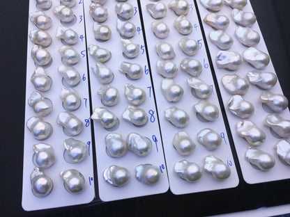 AAA 13-15x18-22mm White Flame ball Pearl Pairs - large Baroque freshwater pearl pairs,top half hole,FL15-3A-8-69