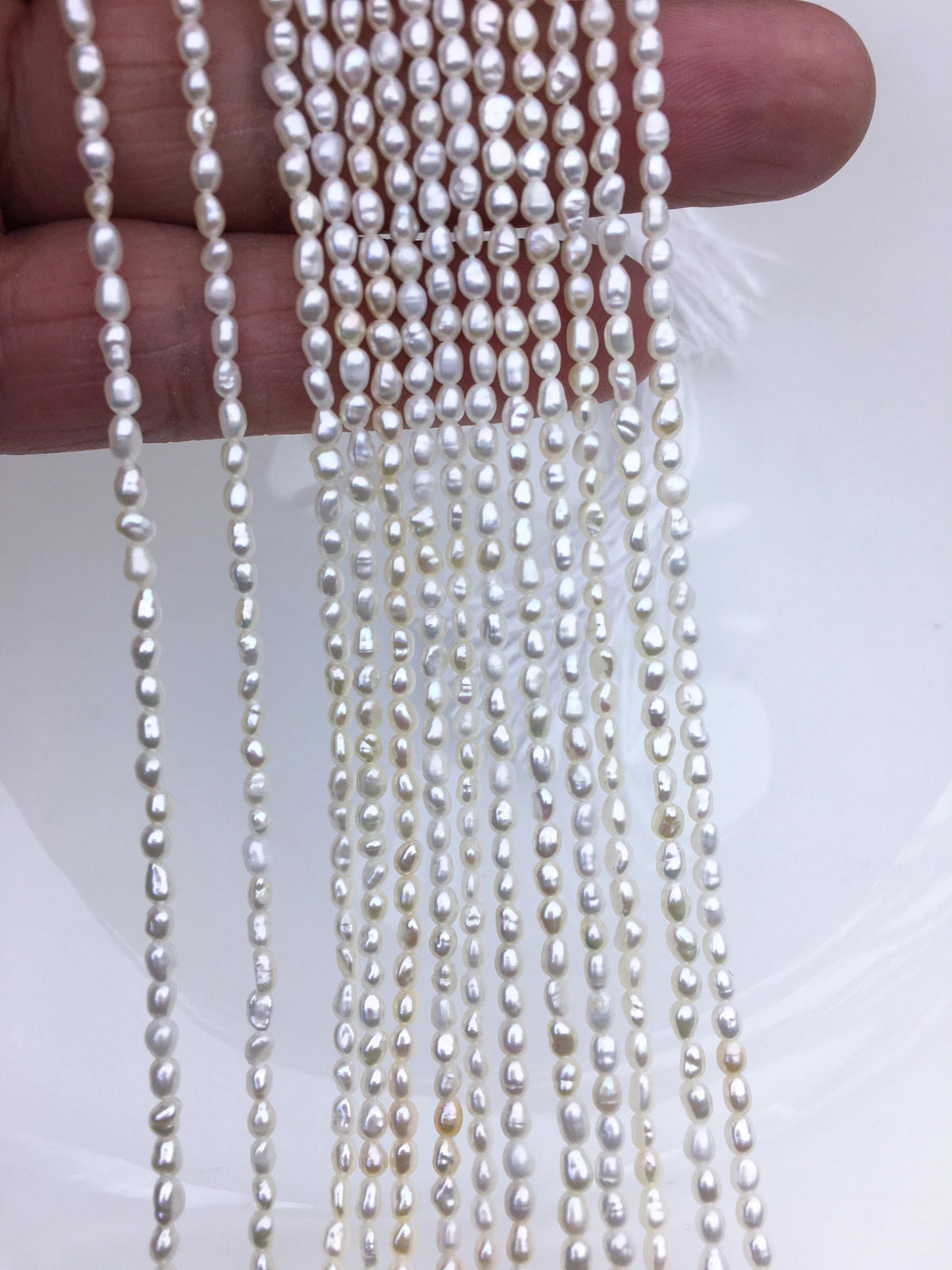 AA+ 2.3-2.5x3-4mm white rice freshwater pearls, rice loose pearl beads, diy pearl, genuine pearl, Cultured pearl, diy pearl beads, LR2-2A-5