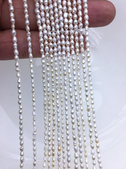 AA+ 2.3-2.5x3-4mm white rice freshwater pearls, rice loose pearl beads, diy pearl, genuine pearl, Cultured pearl, diy pearl beads, LR2-2A-5