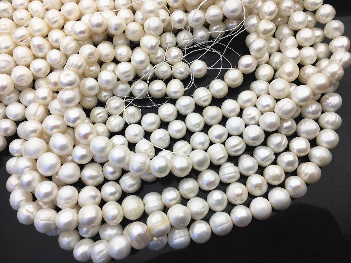 AA 11.3-12.3mm White Big Potato freshwater pearls, White freshwater pearl, pearl strand, big hole pearls, pearls for leather, CR12-2A-7