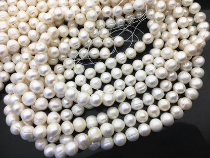 AA 11.3-12.3mm White Big Potato freshwater pearls, White freshwater pearl, pearl strand, big hole pearls, pearls for leather, CR12-2A-7