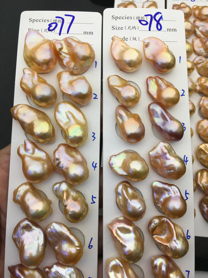 1 pair AAA 13-15mm Natural pink peach Rainbow Flame ball Pearl Pairs - large Baroque freshwater pearl pairs, Fire Ball Pearl, FL15-3A-8-21