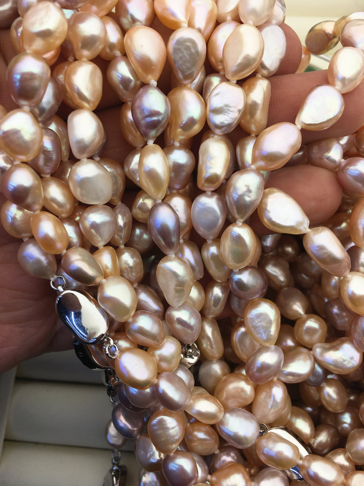 17.5'' AAA+ 9mm Pink Purple Mix Color Nugget Pearl necklace,pearl necklace, NPN1-023