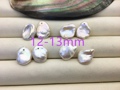 1 pair AAA 10-20mm White keshi Freshwater Pearl White loose Beads Pair,wholesale,0.9mm top side hole,ZS-103-37-54