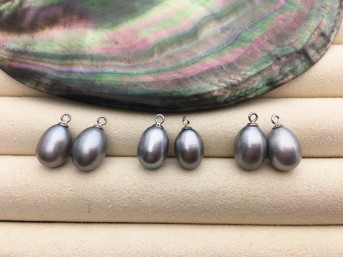 AAA 9mm White/Gray rice pearl dangle earrings,S925 Sterling Silver pearl earrings,pearl for women,SE3-165