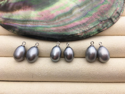 AAA 9mm White/Gray rice pearl dangle earrings,S925 Sterling Silver pearl earrings,pearl for women,SE3-165