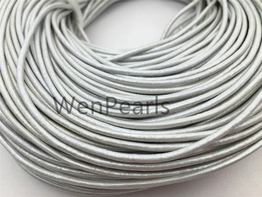 2mm Silver Gray Leather Cord,1 yard,5 yards,10 yards,round leather cord,DIY leather cord,LC2-103
