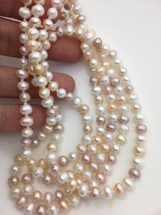 47'' AA 6mm misc color near round freshwater pearl Necklace,Pearl necklace,NPN1-056