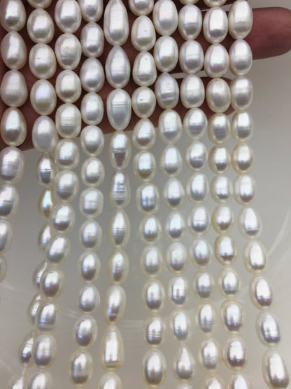 AA+ 8-8.5mm x 9-11mm Cultured White Freshwater Rice Pearls beads,drop pearl necklace,diy pearl beads,gift for her,LR8-T3