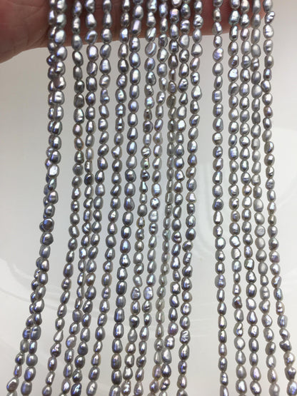 AAA 2.5-3mm gray nugget seed pearls,irregular nugget freshwater pearl strand,cheap price,pearl factory china,LM2-3A-20