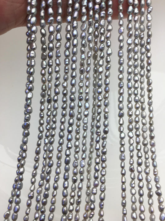 AAA 2.5-3mm gray nugget seed pearls,irregular nugget freshwater pearl strand,cheap price,pearl factory china,LM2-3A-20