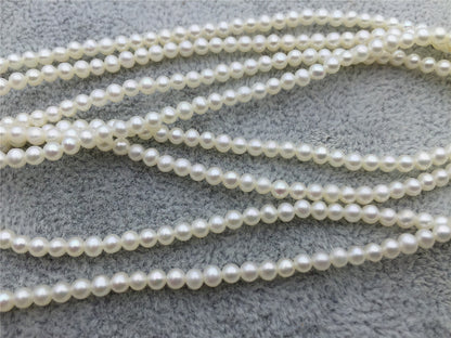 10pcs AAA 2.5-2.7mm white near round seed freshwater pearls, half hole, through hole, For Earrings or Rings, Birthday pearl, RP2-3A-2-1