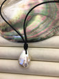 Very Big White Baroque Pearl Necklace,Rare pearl and leather jewelry,leather necklace,Le1-022