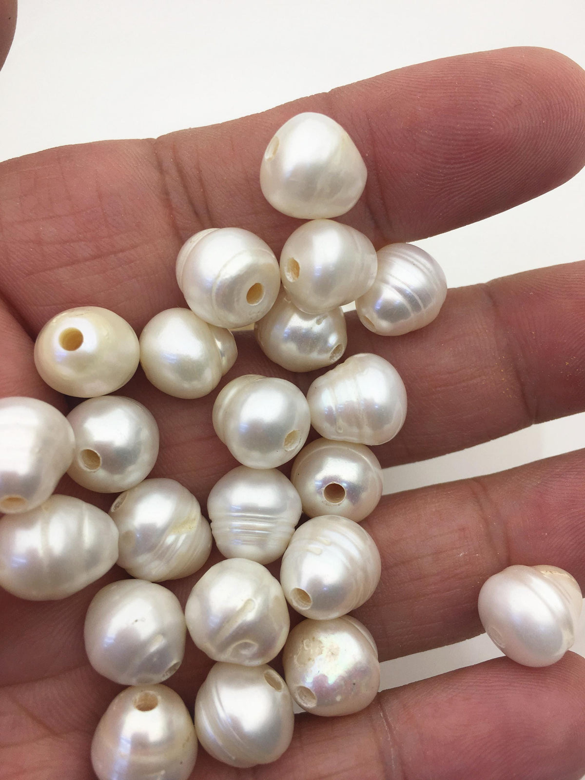 30pcs AA 10.2-11.2mm white teardrop freshwater pearls,2.2mm large hole,LR11-T5