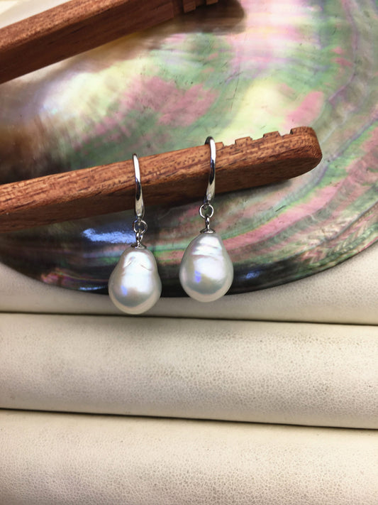1 pair AAA 10-11mm white drop edison pearl dangle earrings,S925 Sterling Silver earrings,wedding pearl earrings,SE3-T9-5