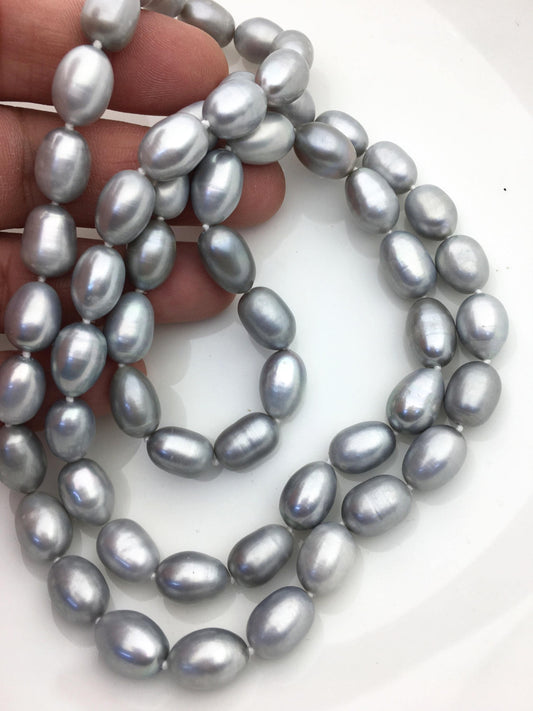 32'' AA+ 9.5-10mm gray rice pearl Necklace,NPN1-T20