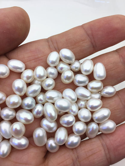 20pcs AAA 6.5-7.3mm*8-9.5mm white rice pearl for Oyster, for wish pearl oyster, for pearl vacuum-packed oysters, no hole, LR7-3A-1