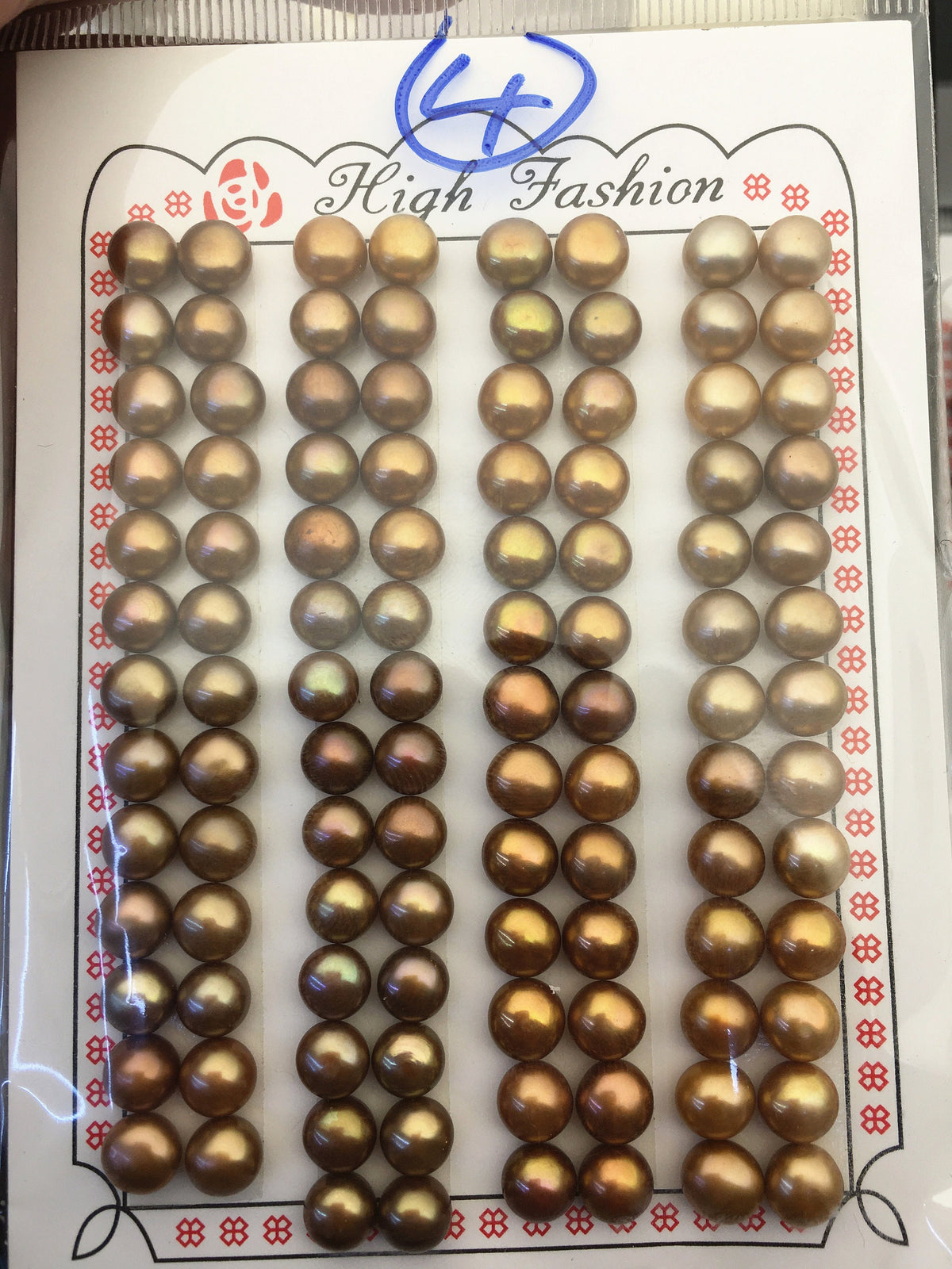 52pairs AAA 6.5-7mm Brown Button Round pearls pairs,for design for stud earrings,BTN6-T1