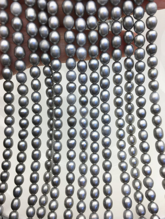 AAA 5.5-6mm gray oval rice freshwater pearls,genuine freshwater beads,Cultured freshwater pearls beads,LR5-3A-57