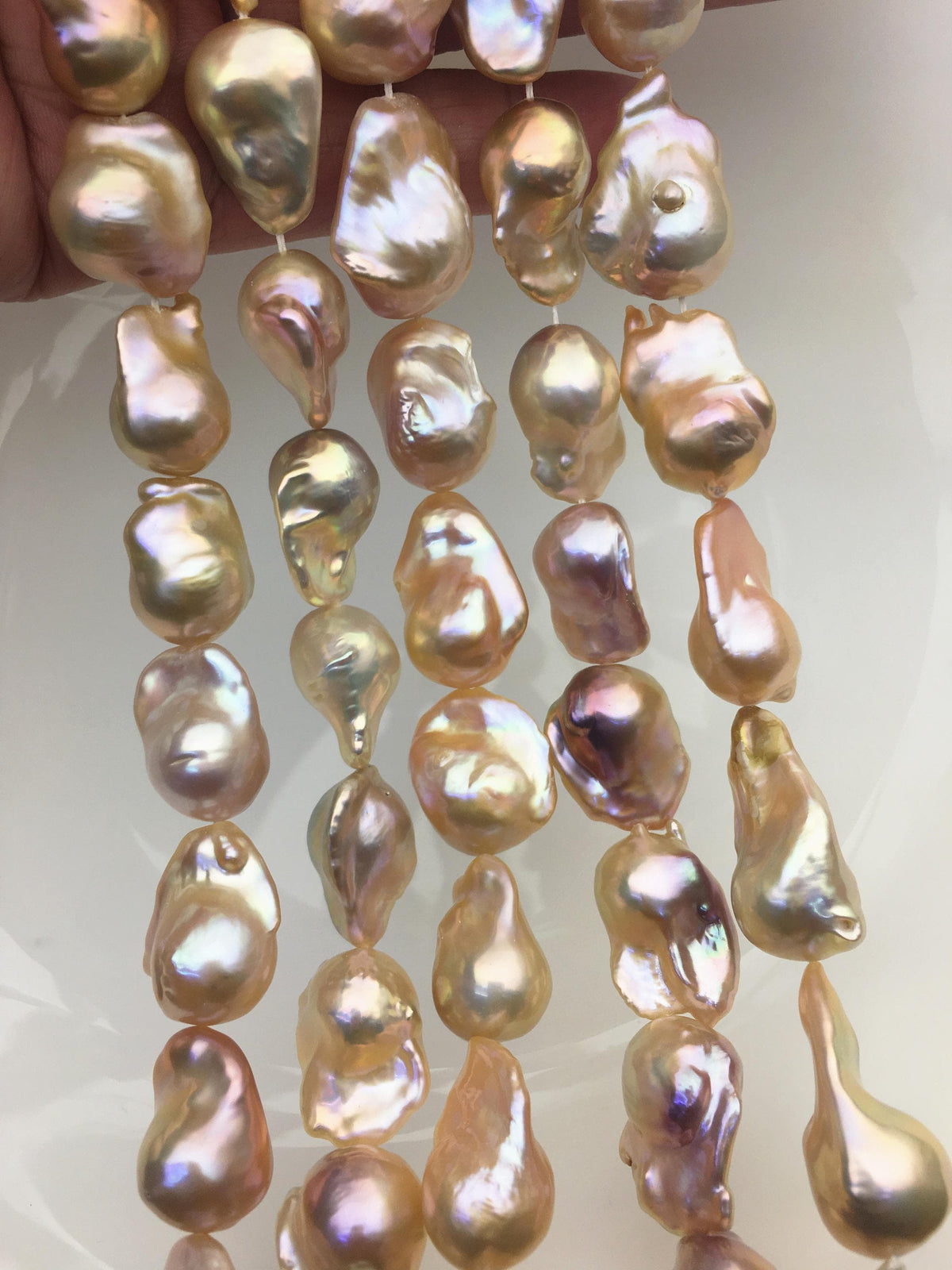 15.5'' AAA 13-16mm Natural Orange Rainbow flame ball pearl,FL15-3A-7-13