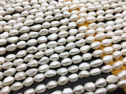 AA 9-10mm white long nugget freshwater pearls,LM9-2A-3