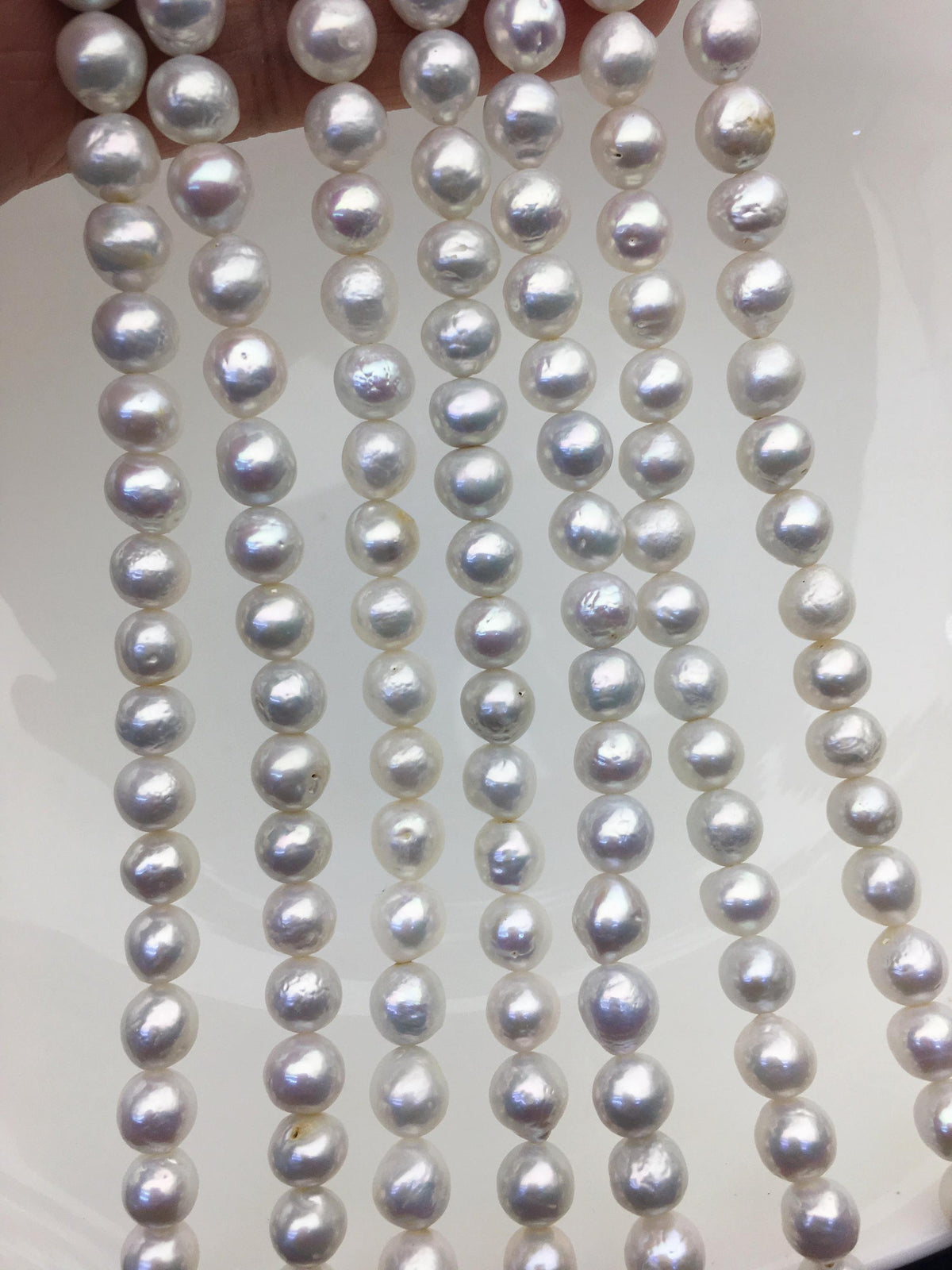 AA+ 7-8mm white baroque near round freshwater chinese akoya pearls,RP7-T2