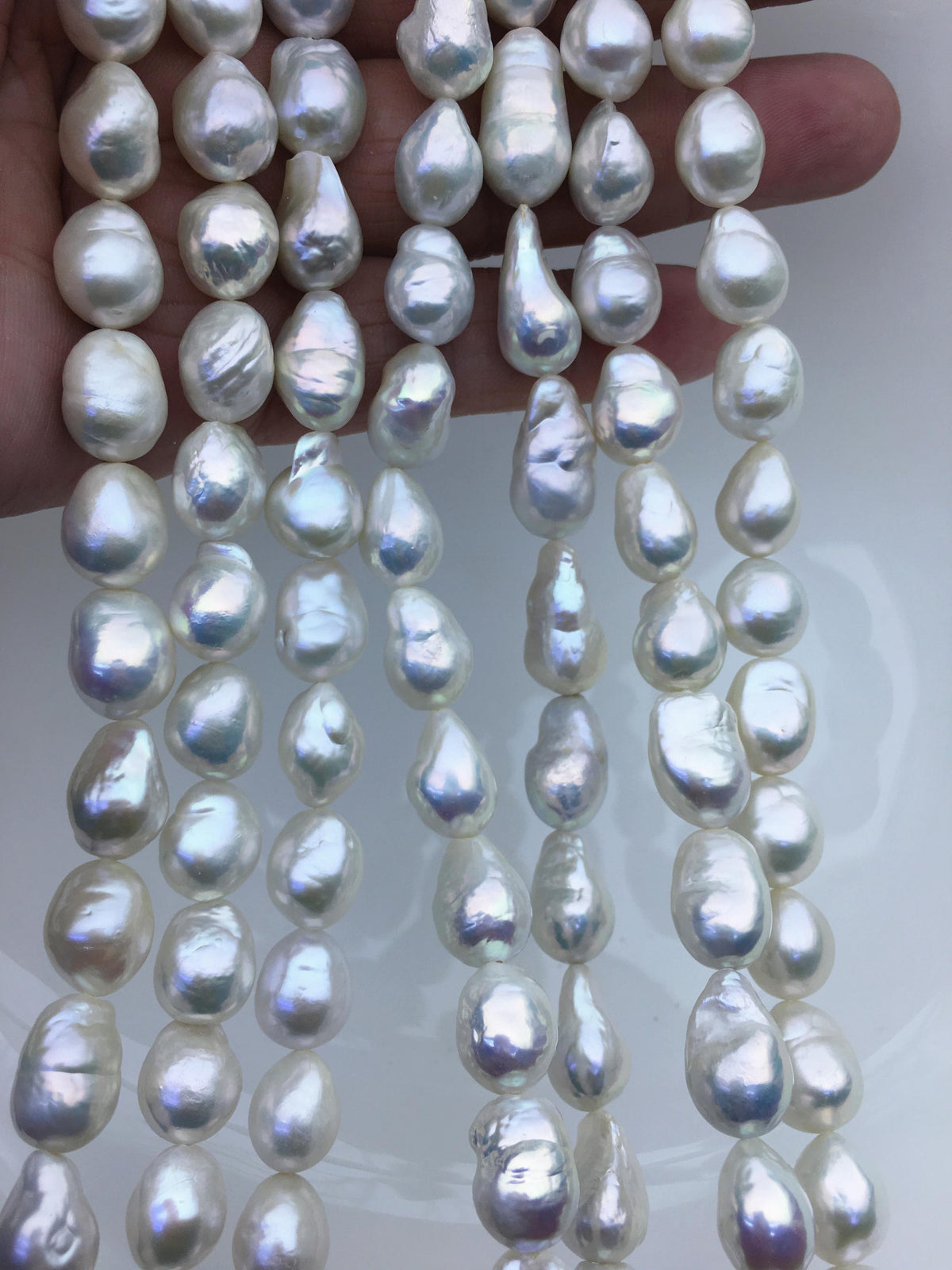 AA+ 9-11mm white baroque drop Edison Freshwater Pearl,ED12-2A-5-51