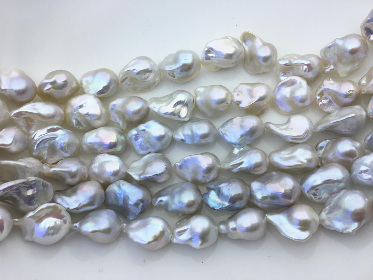 15.5'' AAA 13-15mm White flame ball freshwater pearl,FL15-3A-7-2