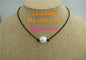 Big Coin pearl, 12-14mm, Leather Pearl Choker, Pearl Leather Necklace, White Freshwater pearl, Black Leather Pearl necklace, Le1-066