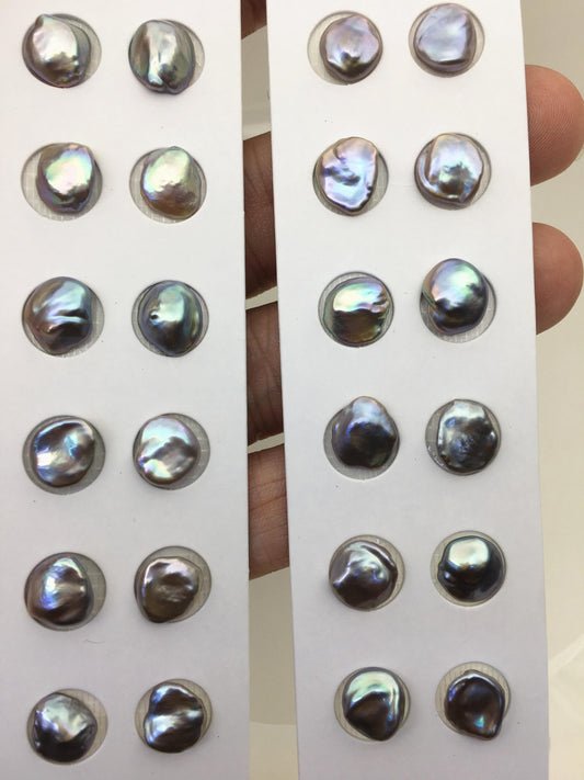 Gray Keshi Freshwater Pearl Pairs — 8–9 mm, 10 Pairs
