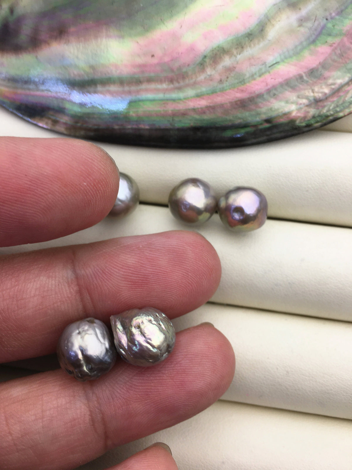 2 pairs AA+ 10-11mm gray baroque near round edison pearl stud earrings,S925 Sterling Silver stud earrings,SE3-T61