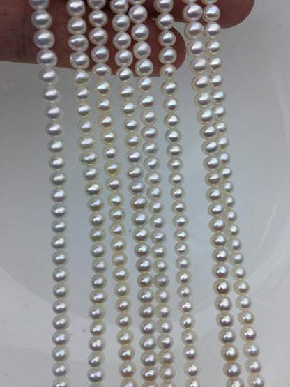High Luster!AAA 4.5-5mm tiny white button round pearls, full strand, Rondelle pearl Beads, white freshwater pearl, loose strands, SM4-3A-44