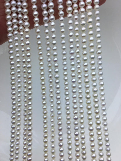 AAA 3.5-4mm white round freshwater pearls, seed pearl, white pearl, full strand, round pearl strands, pearl wholesale, RP3-3AY-GJ-2