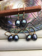 1 pair AAA 9.5-10mm green blue rice pearl dangle earrings,rose gold plated S925 Sterling Silver pearl earrings,SE3-T24