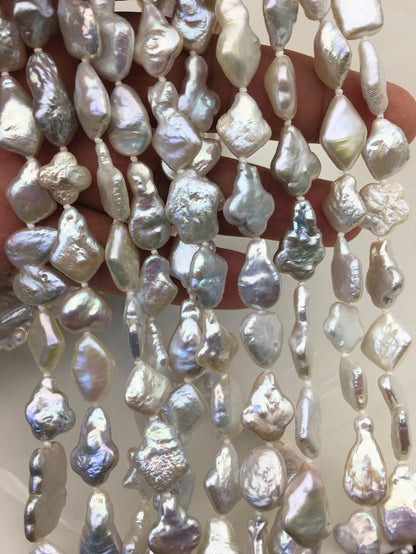 31‘’ 9-13mm AA+ white mix shape baroque freshwater pearl necklace,NPN1-003