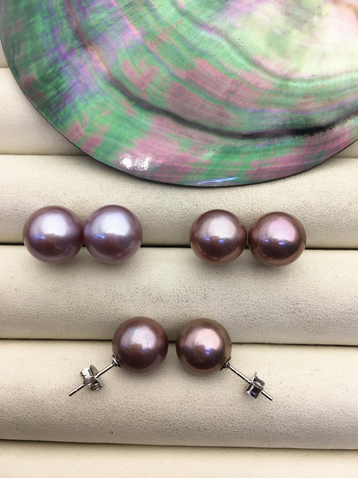 1 pair AAA 11-12mm purple round edison pearl stud earrings, S925 Sterling Silver stud earrings, wedding pearl earrings, SE3-T9-65
