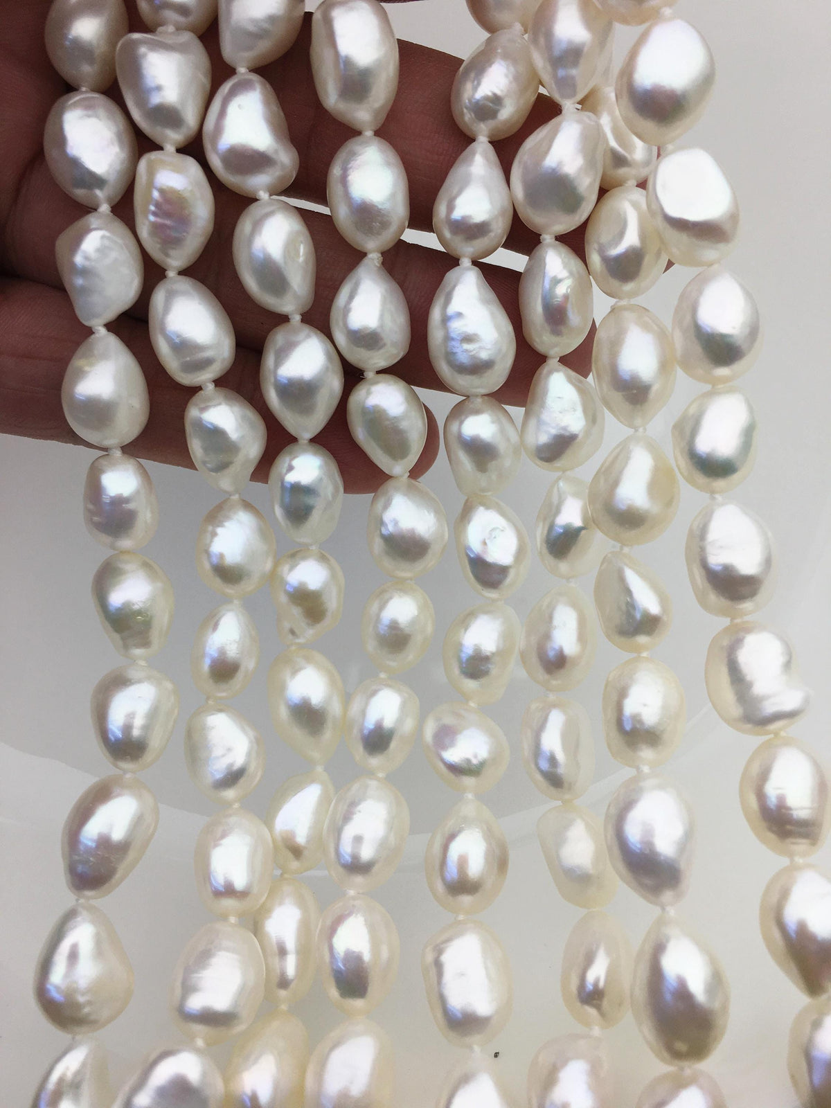 17'' AAA 10mm big white nugget freshwater Pearl necklace,NPN1-017