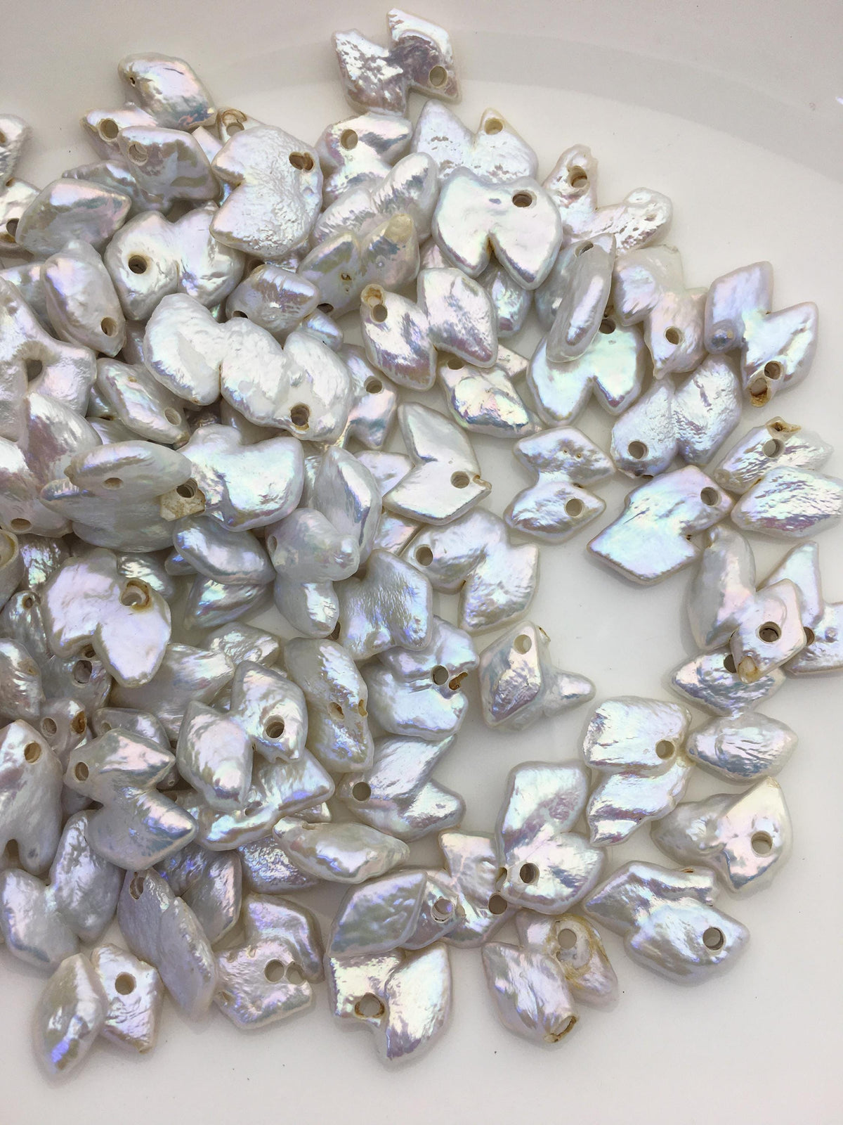20pcs AA 11-15mm white diamond freshwater pearls,2.2mm top large big hole,ZS-103-12