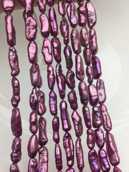 AA 6-8mm purple red Biwa Pearl Necklace,Genuine Fresh Water Pearl,Wedding Necklace,Mothers Day,ZS-80-10-54