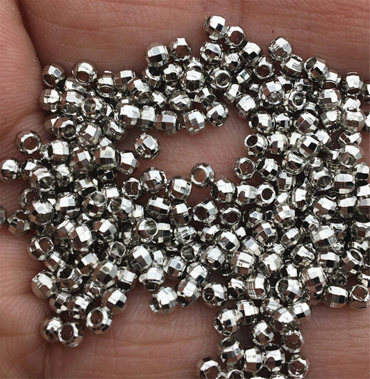 High Quality!100pcs 2.5mm/3mm Silver Color Plated Faced Round Beads,AAL-014